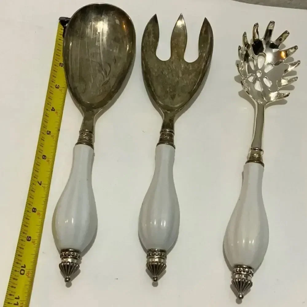 Godinger Art Co. Silver Plated 3 Pc. Hostess Serving Set w/ Porcelain Handle G2